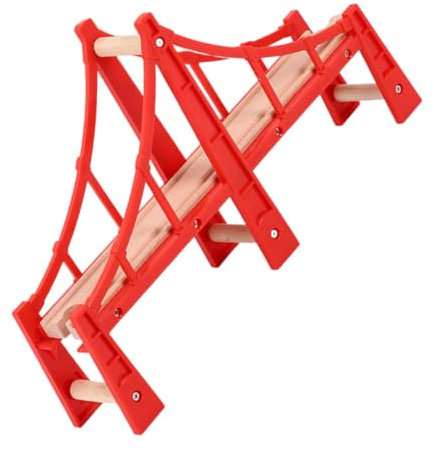 DECHOUS Eisenbahnspielzeug Zug Bahnhof Brücke Die Spielzeugeisenbahn Schiene Tunnel Tor Bahngleis Modellbahn Zubehör Lehrbahnspielzeug Gleiszubehör Gleismodell Hölzern Rot