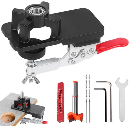 35 mm Scharnier Bohrschablone, Bohrschablone Topfscharnier, Verdecktes Scharnier Jig 3-6mm Verstellbarer Kante Mit Doppelspanner Und Vorgebohrten Löchern Für Holzmöbel Türschränke