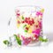 RUIOMII 400ml Verre Double Paroi Tasse Fleur, Tasse en Verre avec Motif Floral, Cadeau D'anniversaire pour Femme, Mère, Petite Amie