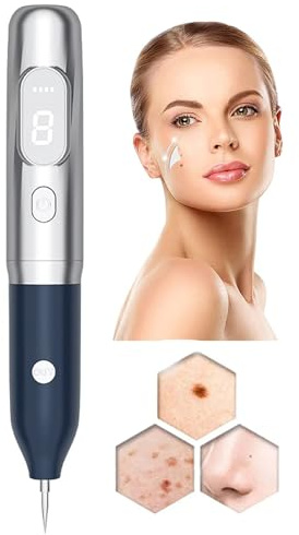 Lápiz De Plasma Láser De 9 Niveles, Eliminador De Verrugas, Lunares, Pecas Y Manchas Oscuras Faciales, Con Pantalla Lcd Y Luz Roja Y Azul, No DañA La Piel.