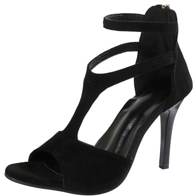 Générique Stivali Larghi Da Donna In Pelle Nero Sandali estivi con tacco sottile e cerniera posteriore per le donne tinta unita Stivali Da Neve Taglia 9 Cerniera, Le Noir, 40 EU X-Étroit