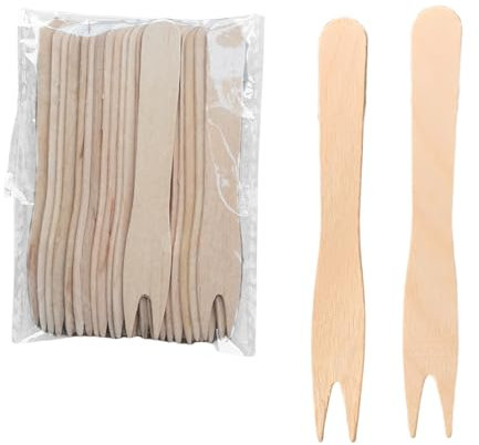 200 Pièces Fourchette Jetable,Bois Fourchettes Bambou Couvert en Jetables Pique Couverts Table Assiette Cuillère Vaisselle Anniversaire Pic Lot Dessert Kit Petite,for Mariage Camping Barbecue Picnic