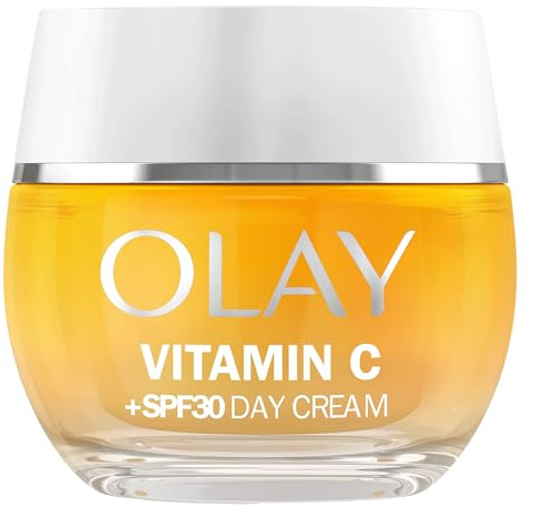 Olay Vitamin C Brighten et Glow 3in1 Fluide Hydratant SPF50+ avec Niacinamide, offre hydratation, éclat, protection UV et aide à corriger les taches foncées, 50ml