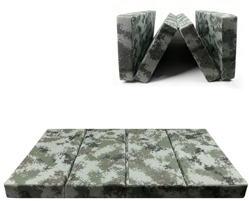 Turnmatte Klappbare Weichbodenmatte 10cm Dick Gymnastikmatte Rutschfeste Oxford-Canvas-Stoff Sport Fitnessmatte für Yoga, Pilates, Workout Activity Play(Size:200*100*10cm/78*39*3.9in,Color:Camouflage)