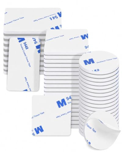 Acual Doppelseitiges Klebeband Extra Stark, 50 Stück Klebeband Doppelseitig | Wasserfeste Montagepads, Schaumstoff Klebepads für Zuhause Büro,Double Sided Tape-Weiß Rund30mm/Quadratisch40mm/Rechteckig