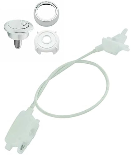 Taps2Traps - Replacement Chrome Toilet Dual Flush Button & 470mm Optima 50 Long Wire Flush Valve Cable Fits Siamp Cable Operated Flush Valves