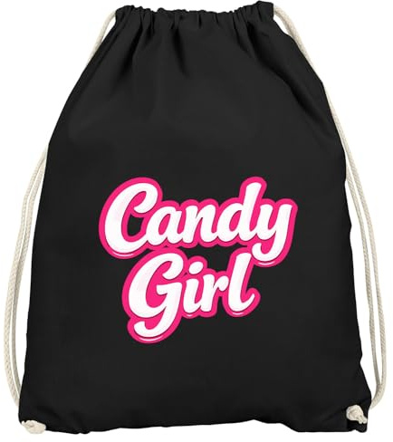 MoonWorks® Turnbeutel - Candygirl - Accessoires Fasching Gadgets Spruch lustig Faschingsartikel Tasche Gymbag Schwarz-weiss unisize