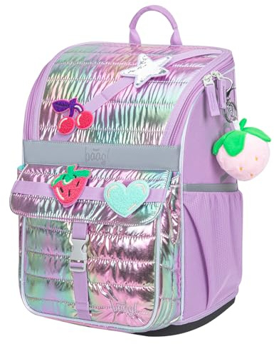 Baagl Schulranzen Jungen Mädchen für 1. Klasse - Ergonomische Schultasche für Kinder - Schulrucksack mit Brustgurt - Grundschule Ranzen Tornister