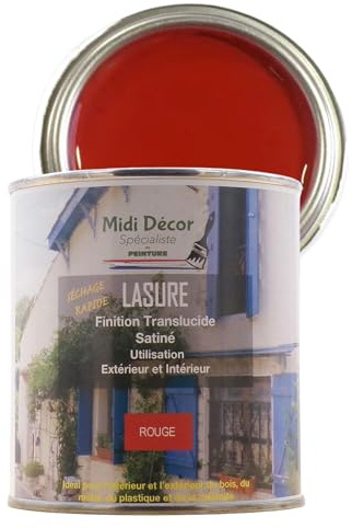 Rustins peinture à l'eau lasure, mate, pour tous types de bois et métaux intérieurs et extérieurs – 35 m² (2,5 l, Rouge à lèvres)