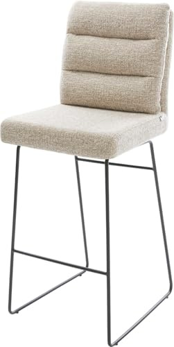 DELIFE Barstuhl Pela-Flex Kufengestell Metall Schwarz Webstoff Soft Beige
