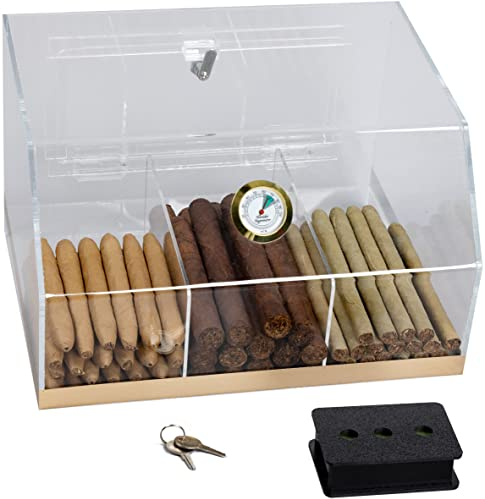 Prestige Import Group 75 Ct. Acrylic Display Humidor 3 Bins w/Hygrometer