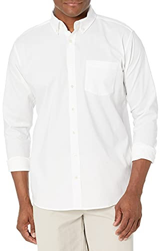 IZOD Uniform Young Men's Long Sleeve Button-Down Oxford Shirt, White, Medium