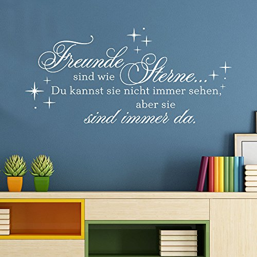 Wandtattoo Freunde sind wie Sterne, du kannst sie nicht immer sehen aber sie sind immer da. (Farbe schwarz/Größe 60x28cm)