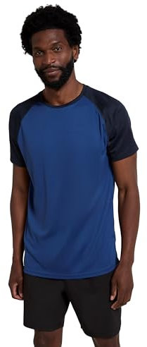 Mountain Warehouse Endurance Mens T-Shirt – Breathable Tee, UPF50 Protection, Lightweight Shirt, Comfortable & Quick Drying Top - for Gym, Travelling, Running Cobalt XS