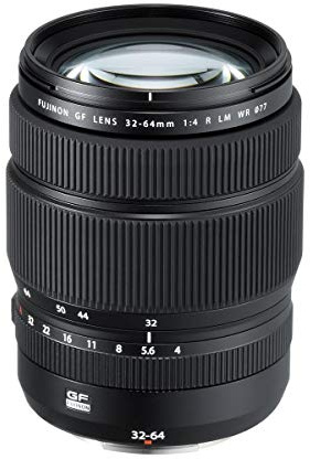 Fujifilm Fujinon GF32–64 mm f/4 R LM WR Objektiv, Standard-Zoom, 2:1 Zoom Ratio, 64 mm, Schwarz, C-Mount, Mehrgruppen-Konstruktion, Wetterbeständig