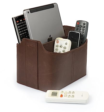 Londo Leder Fernbedienung Organizer und Halter mit Tablet Fach, Fernbedienungshalter - Multifunktion Aufbewahrung