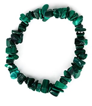 Taddart Minerals - Grünes Splitter Armband aus dem natürlichen Edelstein Malachit auf elastischem Nylonfaden aufgezogen - handgefertigt