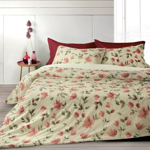 SOMMA completo copripiumino in percalle di puro cotone MATRIMONIALE Art. BRIGITTE essenza + tavoletta profumo biancheria per armadi