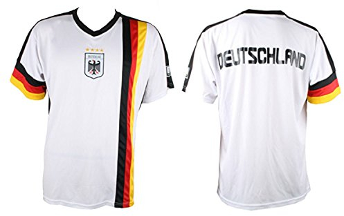 MC-TREND Deutschland Herren Trikot Germany Nationalmannschaft Weltmeister 4 Sterne weiß schwarz rot Gold - Unisex Größe L (L)