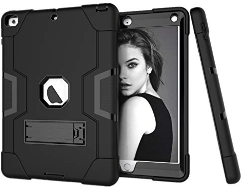 HyFone Hülle für iPad 6/5 9.7 Zoll 6./5. Generation 2018/2017, Robust Stoßfest Schutzhülle, A1893 A1954 A1822 A1823, Schwarz