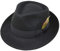 Borges & Scott Alpaka Doyle - Teardrop Fedora Hut - Alpaka Wollfilz - Abnehmbare Feder – Für die Reise aufrollbar - Wasserabweisend - Unisex - 60cm Schwarz
