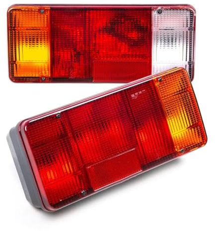 VNVIS Rückleuchten für Iveco Eurocargo & Daily Tipper, E-Prüfzeichen, Schwarz, Rückleuchten links + rechts, Weißglühend, ABS, Rot, 1981 - 2006, Van, LKW