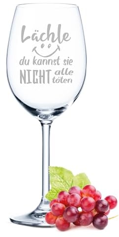 Leonardo Weinglas mit Gravur - Lächle Du kannst nicht alle töten - Witziges Spruchglas - Lustiges Geschenk für Weinliebhaber - Ideal für jeden Anlass - Geschenk für Sie & Ihn - Farbe: Daily