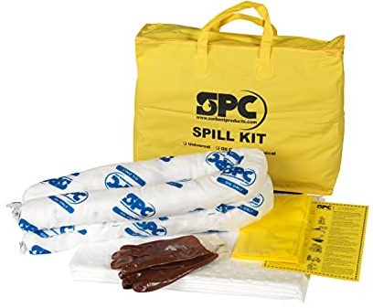 SPC® by Brady Oil Anti-Pollution Kit - Kit assorbente per fuoriuscite di petrolio - 10 salviette, 2 calze, guanti e sacchetto per lo smaltimento