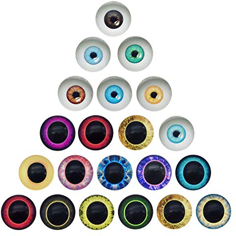 Julie Wang 40 Paare 15mm Eule Einhorn Menschliche Augen Glas Cabochon für Puppe Skulptur Ton Harz Handwerk DIY Schmuck Machen Dekoration