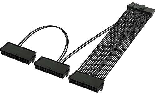 GELRHONR ATX 24Pin Triple PSU Splitter-Adapterkabel,24 (20 + 4) Pin Netzteiladapter ATX-Motherboard-Konverterkabel für Bitcoin Mining -1ft / 30cm