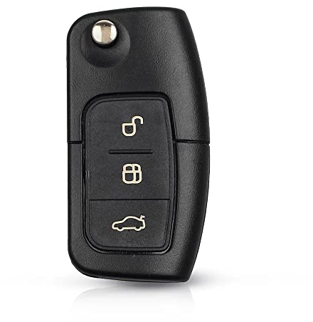 Car Key Fob For-d Accessories,3 Buttons Flip Focus Key Case Replacement | Compatible for Ford Fiesta C-Max S-Max Kuga Mondeo MK4 Galaxy with Uncut Key Square Blade, Remote Shell