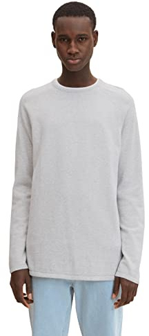 TOM TAILOR Denim Herren Basic Strickpullover 1033335, 15398 - Light Stone Grey Melange, S