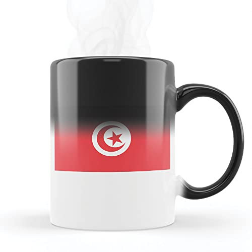 Mygoodprice MUG Magique qui change de couleur sensible à la chaleur - Thermosensible - en céramique au motif Drapeau Tunisie