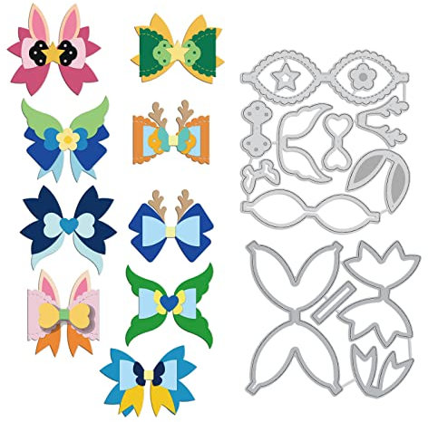 ORIGACH Schleifen Stanzschablone für Kartenherstellung 3D Fliege Metallschablone Stanzformen Prägeschablonen für DIY Scrapbooking Fotoalbum