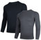 AMZSPORT Herren 2er Pack Kompressionsshirt Langarm Funktionsshirt Schnelltrocknendes Laufshirt Atmungsaktiv Sportshirt für Männer, Schwarzgrau，M