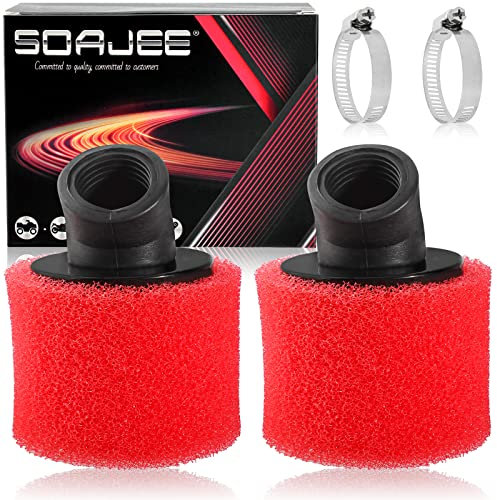 SOAJEE 2 filtri dell'aria ad angolo da 32 mm per motori GY6 da 50 cc - 90 cc, 110 cc, 125 cc, 150 cc, per moto, ATV, quad, scooter, Go Kart, mini Pocket Pit Dirt Racing, Super Bike, Kawasaki, Suzuki,