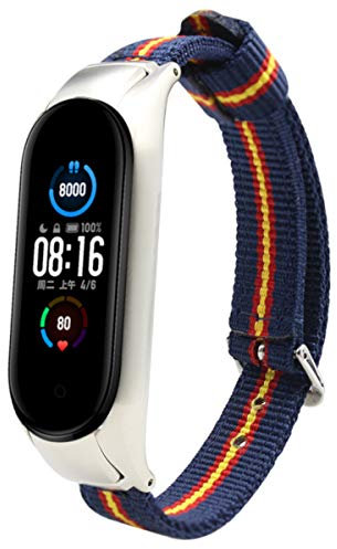 ESTUYOYA - Pulsera de Nailon compatible con Xiaomi Mi Band 7 Colores Bandera de España Doble Banda Sistema de Seguridad Antiperdida - Otan