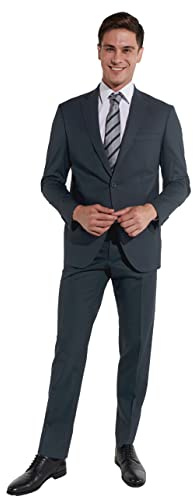 Steffen Klein Herren Anzug - Regular Fit - Größe 54 - Zweiteiler Business Anzug - Elastischer Komfort - Klassischer Schnitt - Graublau
