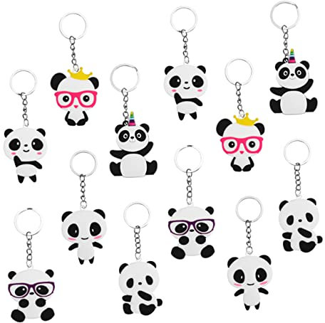 Parliky Portachiavi A Forma Di Panda 12 Pezzi Portachiavi A Forma Di Panda in Pvc Decorazioni Da Appendere Allo Zaino Dolcezza