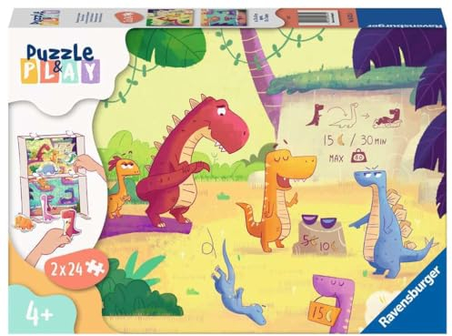 Ravensburger Kinderpuzzle Puzzle&Play 05675 - Dinosaurier im Sommer - 2x24 Teile Puzzle für Kinder ab 4 Jahren