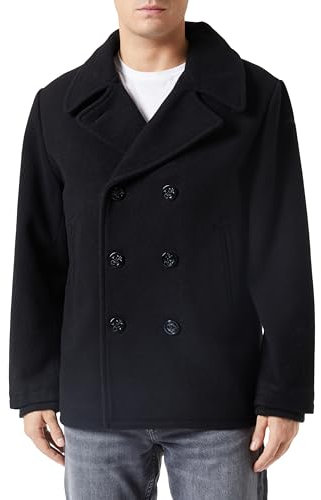 Schott NYC Seacoat Caban, Negro, M para Hombre