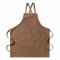 YSTP Delantal de cuero para cocinar, soldar, barbacoa - resistente al agua con 3 bolsillos, correas largas ajustables - Para hombres y mujeres en la cocina y restaurante, Café-Gris, 75cm*65cm