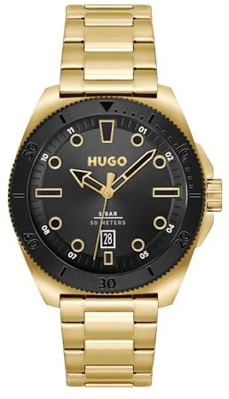 HUGO Analog Quarzuhr für Herren #Visit mit Edelstahl- oder Lederarmband