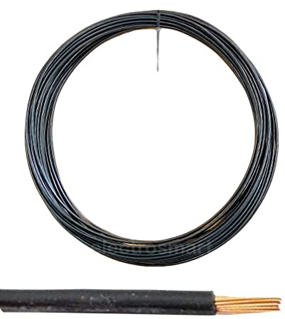 electrosmart 12V 24V 2mm² 25 Amps Single Core Copper Automotive Auto Car Marine Stranded Thin Wall Cable/Wire Red or Black (Black, 5m)