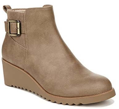 LifeStride Womens Zayne Chelsea Wedge Ankle Booties Mushroom Brown 10 M