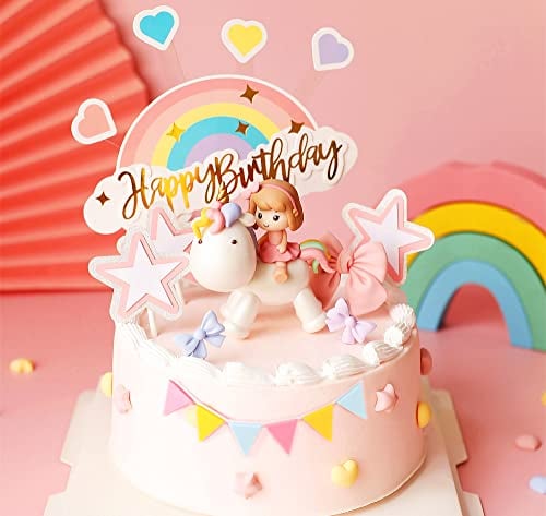 JeVenis Einhorn Tortendeko Einhorn Torten Deko Für Mädchen Einhorn Kuchen Topper Einhorn Geburtstag Decor Kinder Mädchen