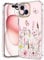 luolnh Compatible with iPhone 15 Case,for Women Girls,Shockproof Clear Floral Pattern Hard Back Cover for iPhone 15 6.1 2023 (Butterfly&Pink Flower)