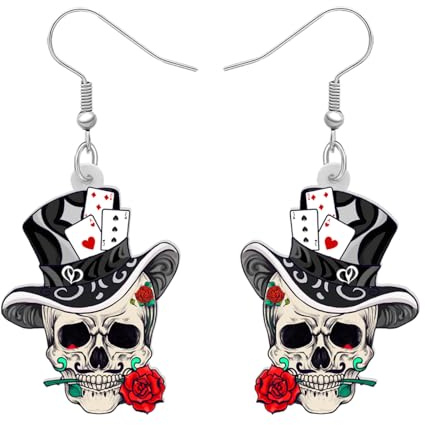 DALANE Halloween Acrilico Spooky zucchero Teschio Orecchini Penzoloni Goccia Fiori Gioielli per Donne Ragazze Bambini Charms Regali Bomboniere Partito