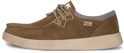 Kickback Haven - Mocasines para Hombre - Zapatos Ligeros Estilo mocasín - Exterior de Suave Piel y Ante - Cordones elásticos Ajustables - Suelas Acolchadas - Plantillas Forradas de Piel