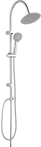 KOLMAN Duscharmatur Set Regendusche Silber ONDO Handbrause, Kopfbrause, Duschsystem Brausegarnitur, Kopfbrause: Ø 200 mm